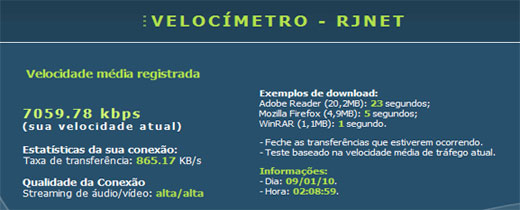 RJNET - Velocímetro - Medidor de Velocidade da Internet RJNET Velocimetro Medidor de Velocidade da Internet RJNET VELOCÍMETRO www.RJNET.com.br MEDIDOR de VELOCIDADE da INTERNET