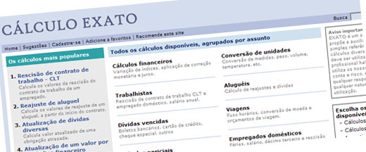 CALCULO EXATO Rescisao Ferias Reajuste de Aluguel Calculos Trabalhista CÁLCULO EXATO   FÉRIAS, RESCISÃO, REAJUSTE DE ALUGUEL, TRABALHISTA   WWW.CALCULOEXATO.COM.BR