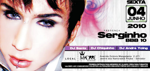 Depois de assinar com a G Magazine, Serginho anima festa eletrônica em Salvador serginho ex bbb10 orgastica desire party Depois de assinar com a G Magazine, Serginho anima festa eletrônica em Salvador
